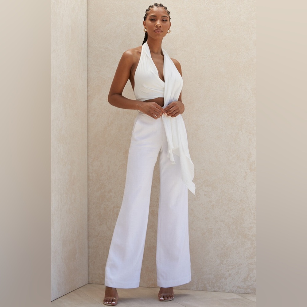 House of CB White Wide-Leg Trousers
